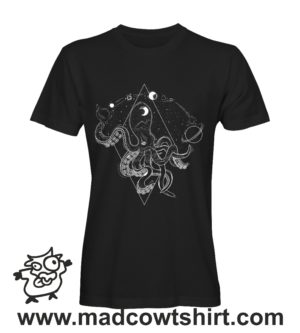 076 octopus hair tshirt nera uomo