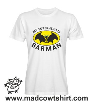 Alternative view of 000267 my superhero is barman T-shirt Uomo Donna Bambino