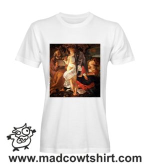 000280 caravaggio The Rest on the Flight into Egypt T-shirt Uomo Donna Bambino
