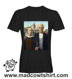 Alternative view of 000294 Grant Wood American Gothic T-shirt Uomo Donna Bambino
